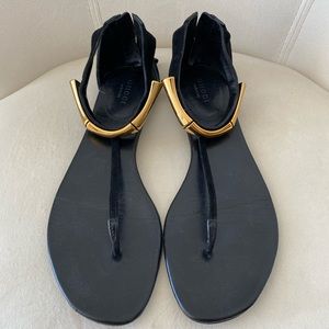 GUCCI bamboo sandals | size 37 | black and gold